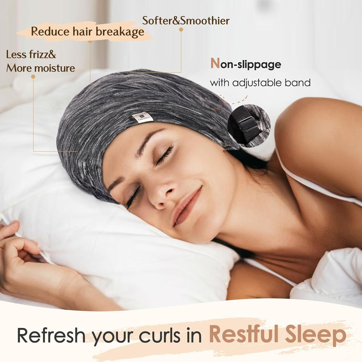 YANIBEST Silk Satin Bonnet - Adjustable Hair Wrap for Sleeping | Perfect for Curly Hair & Braids, Black