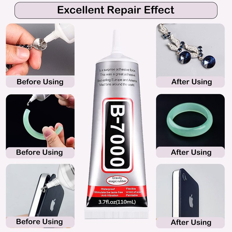 B7000 Clear Rhinestone Glue - 3.7oz Multipurpose Adhesive for Jewelry, Crafts & More | 110ml