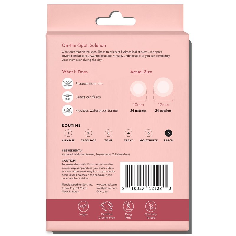 Rael Pimple Patches, Miracle Invisible Spot Cover - Hydrocolloid Acne Pimple Patch, Absorbs Zits & Blemish, Korean Skin Care, 2 Sizes (96 Count)