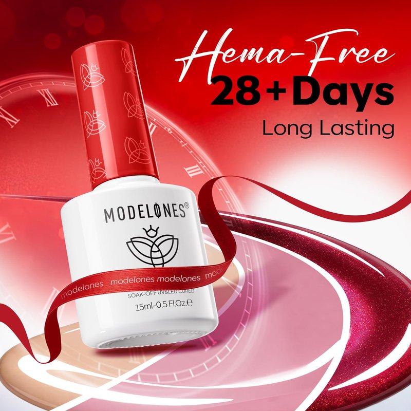 modelones 12Pcs 15ML Red Gel Nail Polish Set, Same Bottle Same Bottle Burgundy Cherry Dark Red Cat Eye Glitter Color Changing Hema Free Gel Polish Kit with Magnet Soak Off Manicure Nail Art DIY