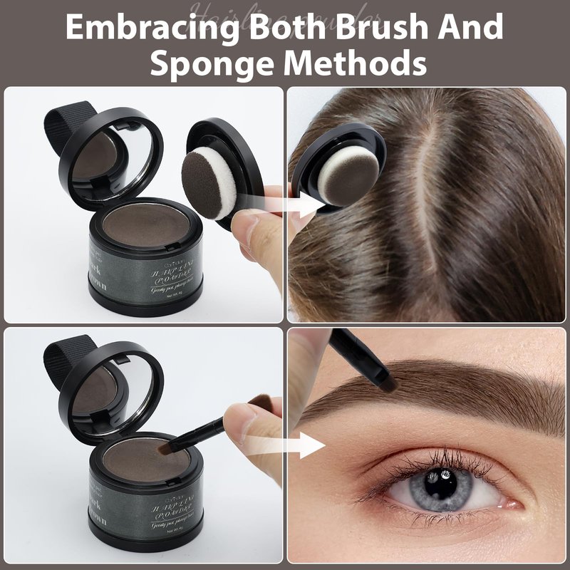 2 Pack Hairline Powder for Women and Men, Used to Root Touch Up Hair Color, Thinning and Gray Hair Coverage and Bald Spots Coverage, Dark Brown