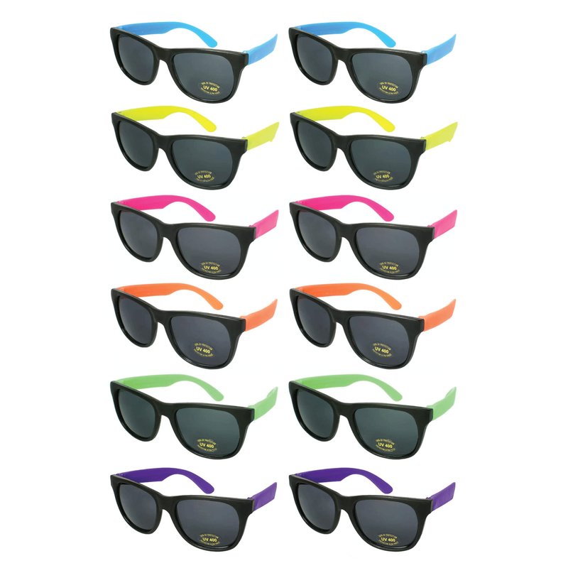 Edge I-Wear Bulk Fun Party Neon Sunglasses for Adult Wedding Favors 80's style glasses 5402RA/SET-12