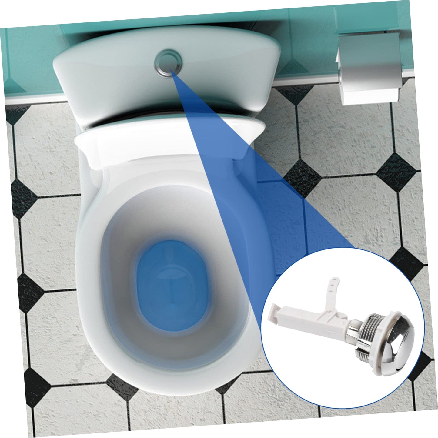 TOVINANNA Toilet Tank Flush Button 4.6"×1.88"×1.88" Black Plastic – Water-Resistant Rustproof Push Rod for Easy DIY Install – Single Flush Replacement for Standard Cistern Lid Hole Toilets in Home