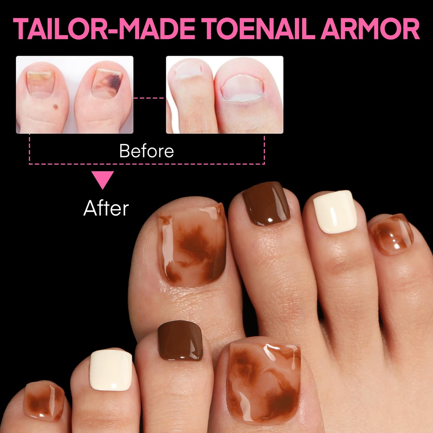 UNA GELLA Square Toe Nail Tips 312Pcs 15Sizes, Full Cover Soft Gel Toes Nail Tip Pre-etched Fake Acrylic Toe Nail Press Ons For Big Toes Nail Extensions Pedicure Home DIY Salon *Tips Only No Tools*