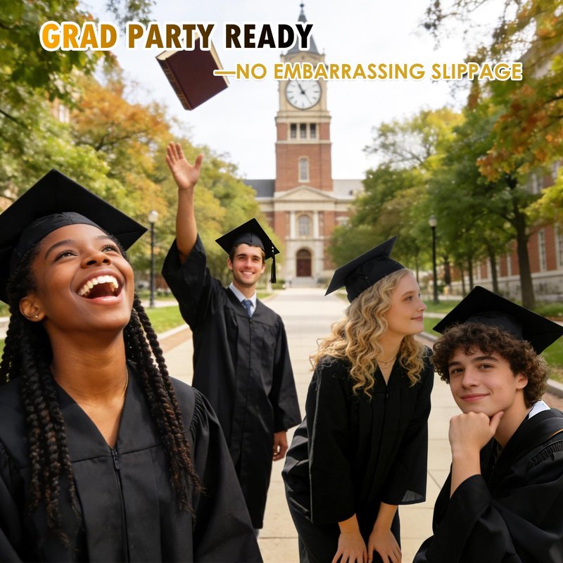1pc Black Graduation Cap Headband Insert - Anti-Fall Grad Cap Headband for Curly Hair Secures Graduation Hat, Keep Hairstyle for Graduation Day,Essential Graduation Accessories for Women & Men Student