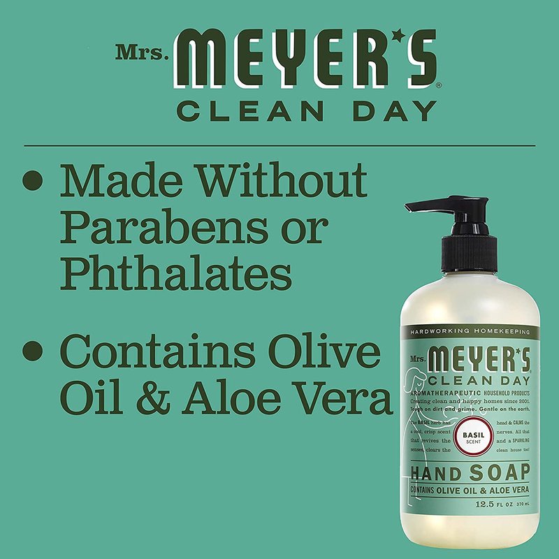 Mrs. MEYER'S CLEAN DAY Basil Hand Soap and Refill Variety Pack, 12.5 oz & 33 oz. (Pack of 2)