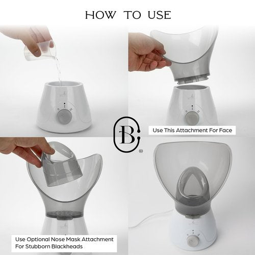 Bella Ciao Gentle Face Steamer for Facial Deep Cleaning, 11-PC | Facial Steamer for Proactive Acne Treatment Unclogs Pores & Treats Allergies | Facial Skin Care Products Includes Needles & Tweezers