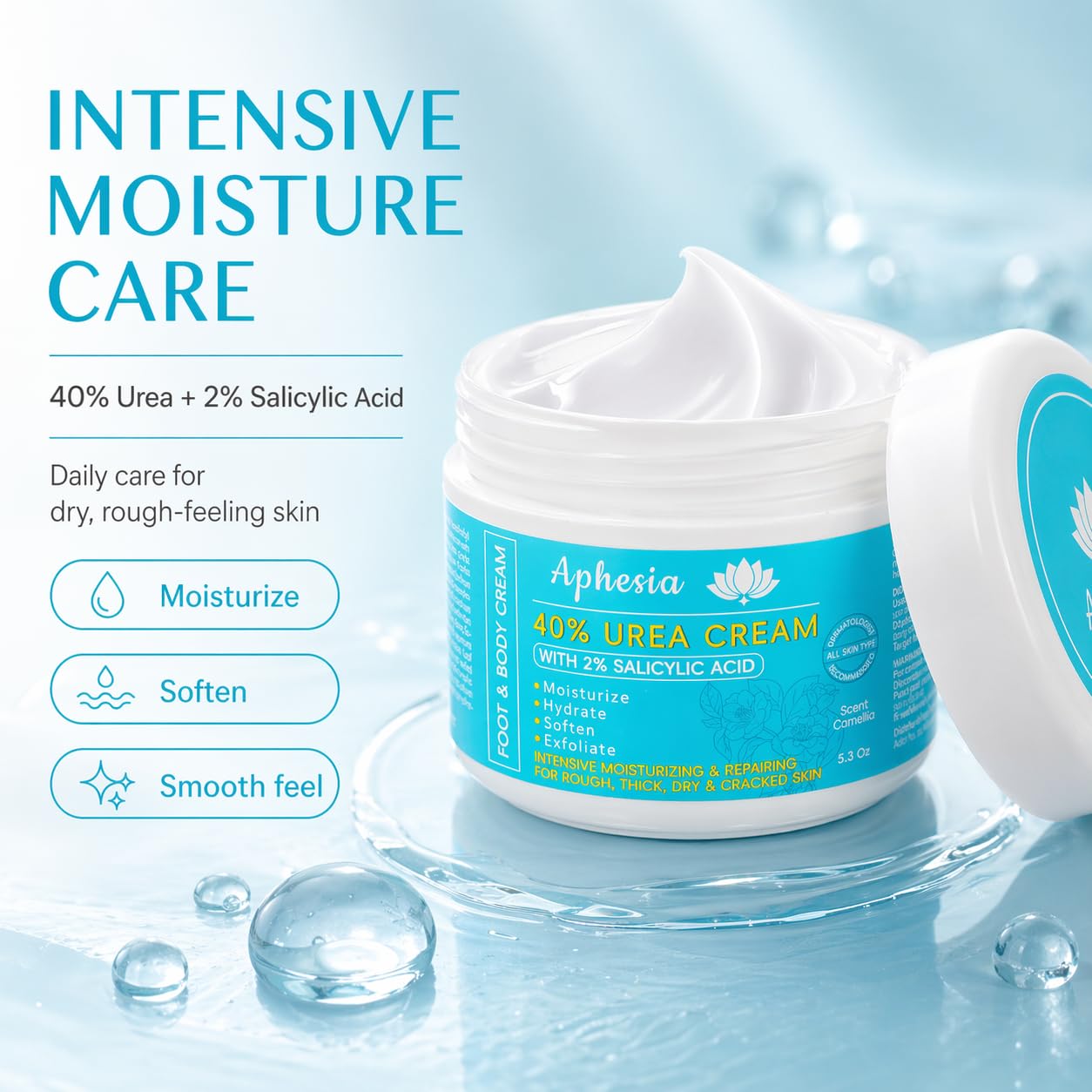 Urea Cream 40 Percent for Feet Maximum Strength w/ Vitamin E & 2% Salicylic Acid, Non-Greasy Formula Foot Cream for Summer Dry Cracked Heels - Intense Moisturizer Callus Remover for Hands, Foot, Body