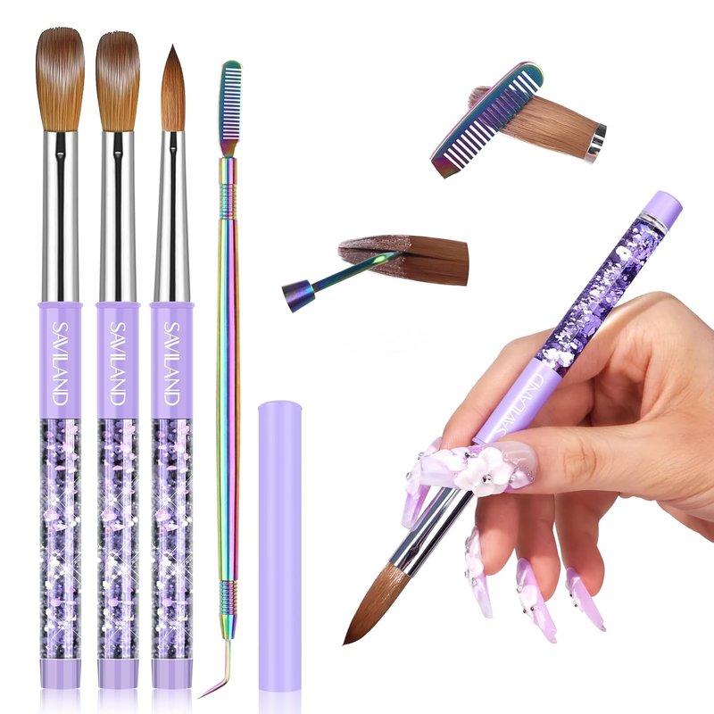 Kolinsky Acrylic Nail Brush Set - Professional Manicure Tool for Acrylic Application | Sizes 6, 10, 14