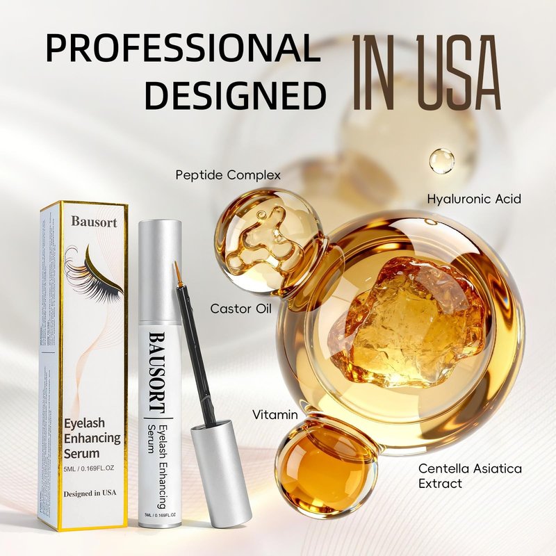 Lash Enhancing Serum, Peptide & Vitamin Infused Formula for Longer, Fuller, Thicker Looking Lashes, Visible Results in 4–6 Weeks, Ophthalmologist Tested, Gentle for Sensitive Eyes (5mL)
