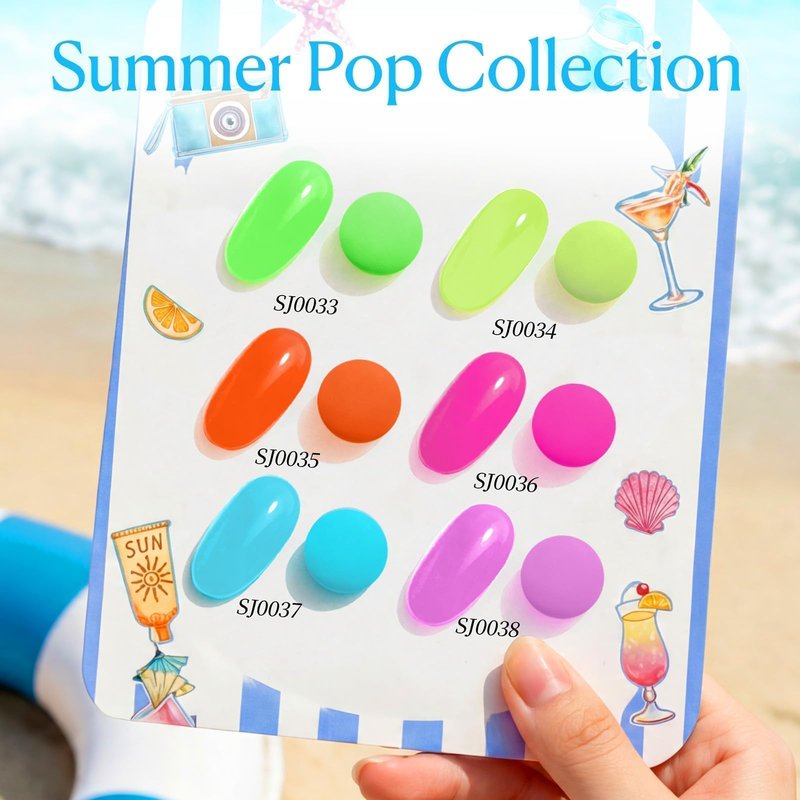 AzureBeauty 6 Colors 15ml HEMA Free Neon Purera Gel Nail Polish Set, Same Color Bottles Soak Off UV LED Gel Polish Kit DIY at Home Manicure Salon Gifts, Summer Green Yellow Orange Hot Pink Blue Purple