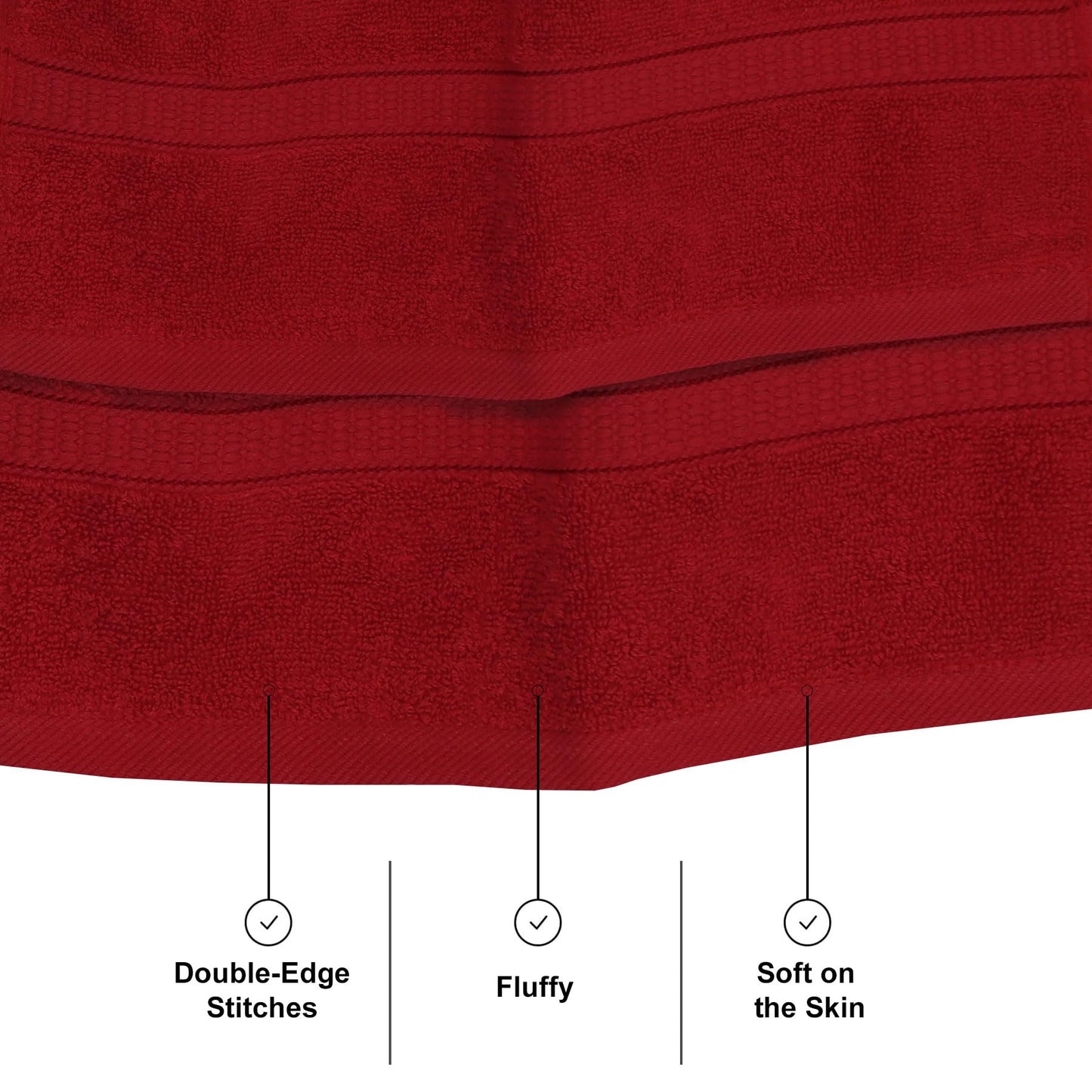 GOLD TEXTILES Premium Hand Towels for Bathroom -100% Ring Spun Cotton (Red,4 Pack, 16x30 Inches) Luxury Soft Absorbent & Quick Dry, Bathroom Hand Towel Perfect for Hotel, Salon, Gym & Spa
