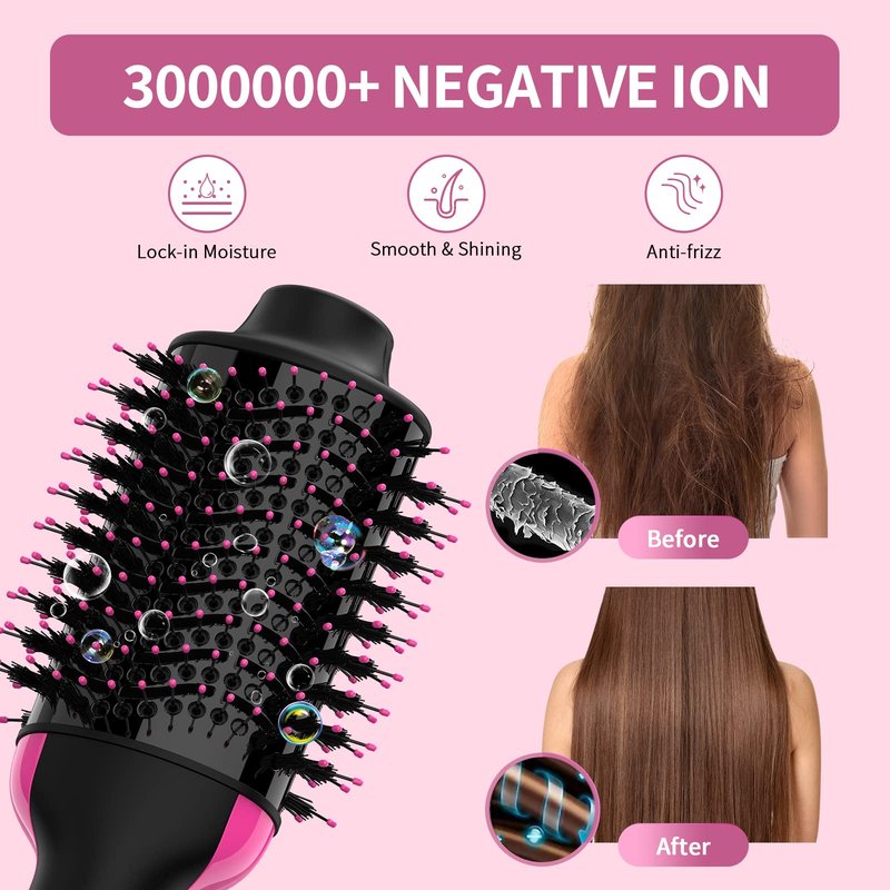 Hair Dryer Brush Blow Dryer Brush in One, Upgraded 4 in 1 Hair Dryer and Styler Volumizer with Negative Ion Anti-frizz Ceramic Titanium Barrel Hot Air Hair Straightener Brush