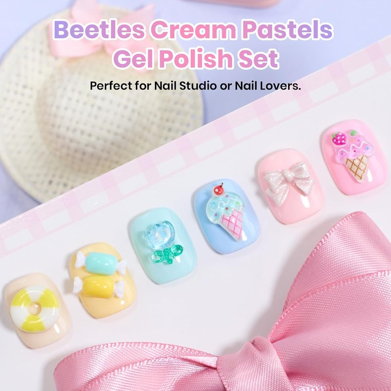 Beetles Pastel Gel Polish Set | HEMA-Free 6-Color Collection - 15ML Salon-Quality Soak Off UV Gel