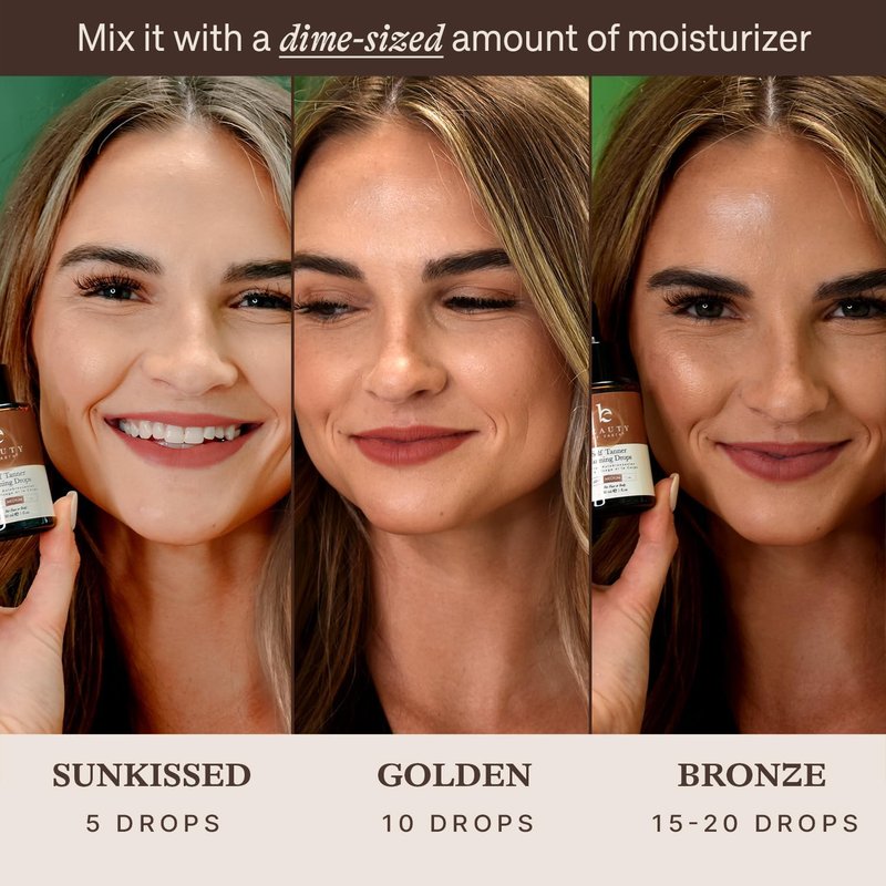 Self Tanning Drops - Natural & Organic Face Tanner | Medium Moisturizing Bronzing Drops for Face & Body