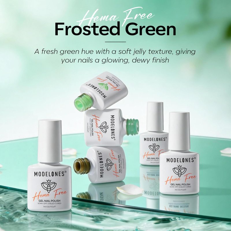 modelones Jelly Green Gel Nail Polish Set, Hema Free Sheer White Lime Olive Emerald Shade Mint Sage Green Gel Nail Kit 6 Transparent Colors Soak Off UV 2026 Spring Summer Nail Art DIY