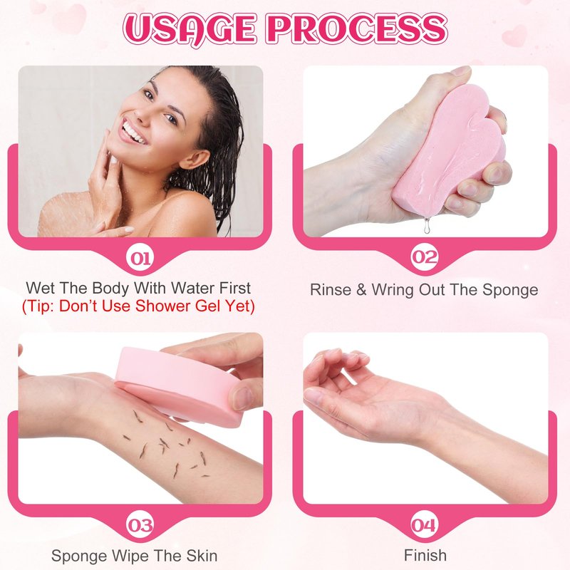 Ferrochef 4 Pack Pink Sponge Puff Face Exfoliating Bath Sponge Loofah Soft Body Scrubber Skin Friendly Spa Use for Basket Filler Stuffer for Adults Women Men