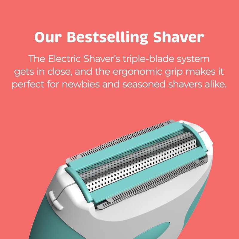 PalmPerfect Electric Shaver for Women - Bi-Directional Triple Blade Razor for Legs & Bikini Line - Portable Wet/Dry Design