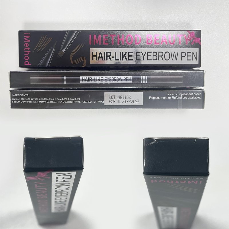 iMethod Microblading Eyebrow Pen - Eyebrow Pencil Magical 2-in-1 Dual-Ended Eye Brow Pencils for Women with 4-Fork-Tip & Precise Brush-Tip Create Natural Hair-Like Brows, Last All-Day, Light Brown