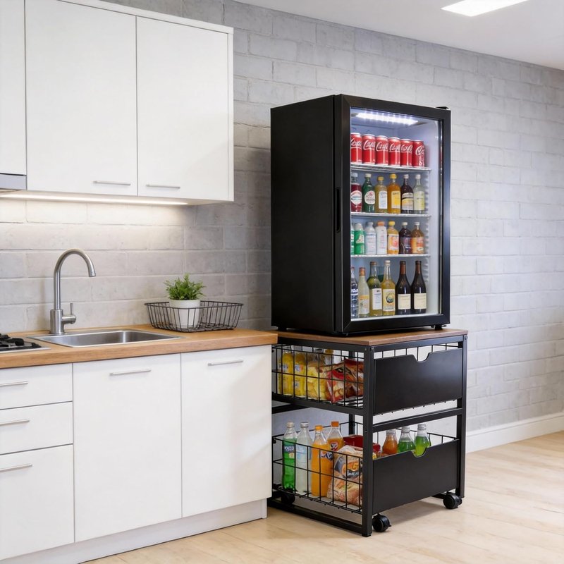 Mini Fridge Stand - Heavy Duty Storage Table for Dorms, Offices & Apartments | 21.6”L x 21.6”W x 22.2”H, 250 LBS Capacity