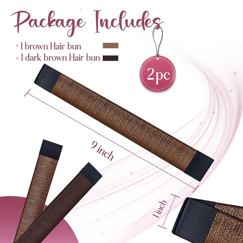 Hair Bun Maker - French Twist Hair Wrap Snap Tool for Effortless Updos | 1 Brown & 1 Dark Brown