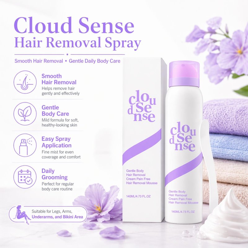 Cloud Sense Hair Removal Mousse, Smooth Hair Removal Spray, Gentle and Soothing for Body and Legs, Suitable for Women and Men (Spray*1)