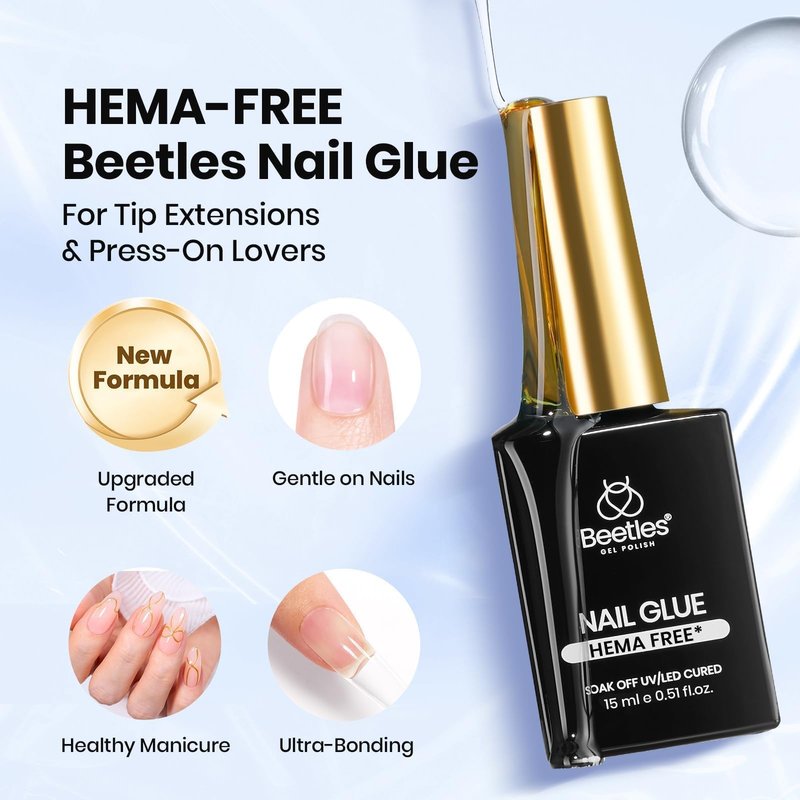 Beetles 15ml HEMA-Free Nail Glue Gel, TPO Free UV Nail Glue for Acrylic Nails Tips, Super Strong for Extensions, DIY Gel, U V Light Required