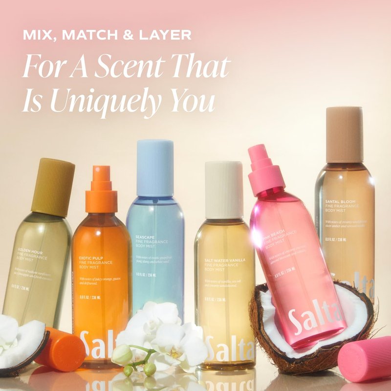 Saltair Body Mist 2 Pack - Lightweight Vanilla Scented Body Spray | Long-Lasting 8oz Bottles