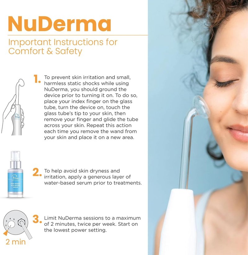 NuDerma Handheld Skin Therapy Wand - Anti-Aging, Skin Tightening & Wrinkle Reduction | Neon