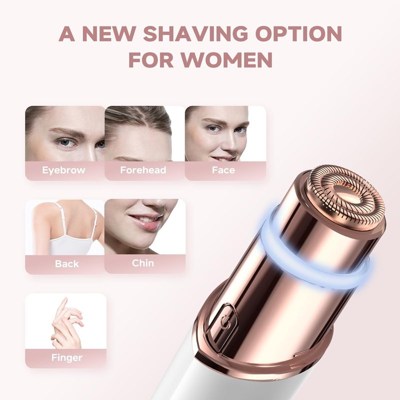 Eyebrow Facial Trimmer - 2-in-1 Rechargeable Hair Removal & Eyebrow Shaver | Painless Razor with Replacement Heads