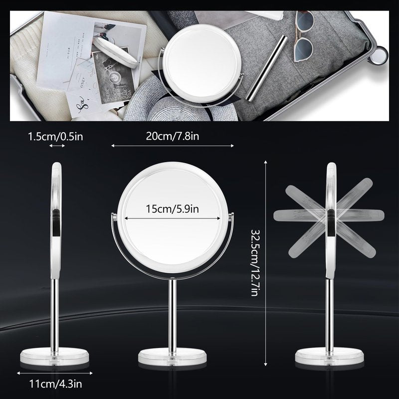 MIYADIVA Makeup Mirror, 30X Magnifying Mirror for Desk, 1X/30X Table Mirror with Stand, Double-Sided Vanity Mirror, Travel Makeup Mirror with Magnification, Desk Mirrors for Home and Office 8 in