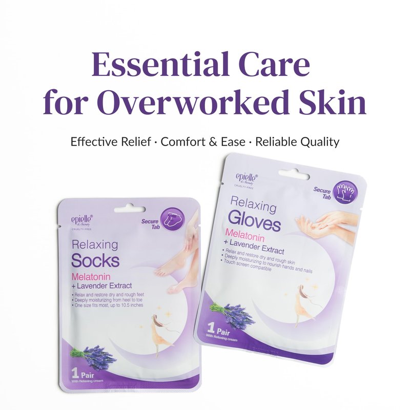Epielle Relaxing Foot Mask 6 Pairs, Soften and Restore with Melatonin & Lavender Extract, Deep Moisturizing Socks for Dry, Cracked Feet, Self Care Gifts for Women, Spa Kit, Mothers Day Gifts