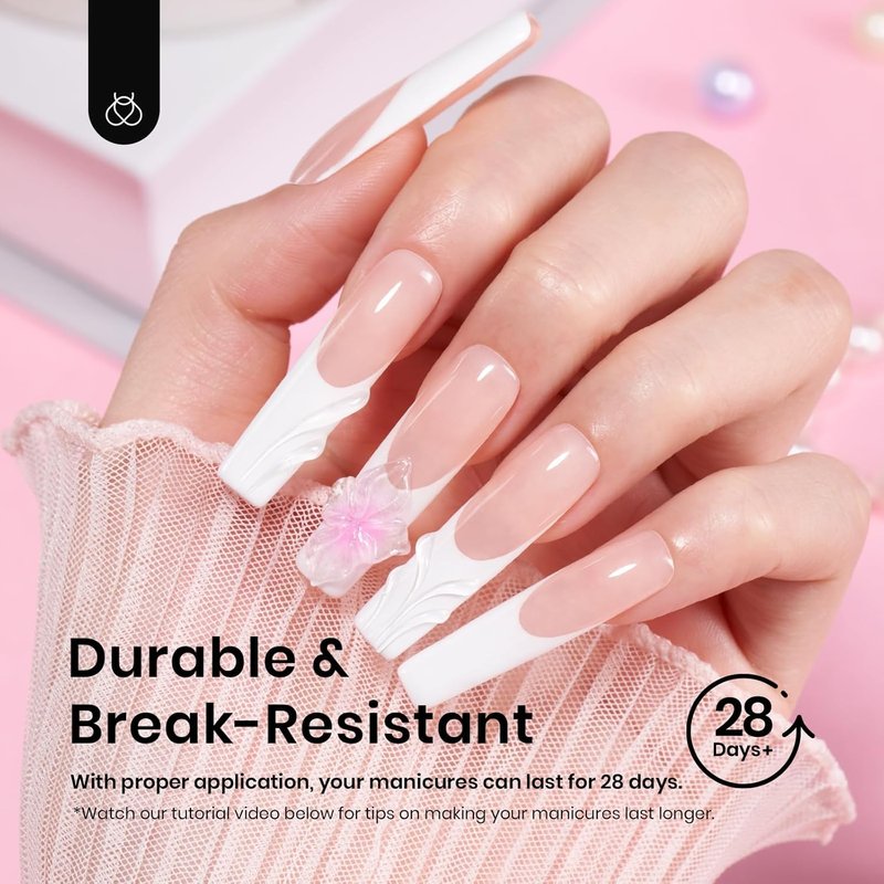 Beetles Gel Nail Tips - Long Square 288 Pcs Half Matte Press-On Nails | 12 Sizes for DIY Nail Art