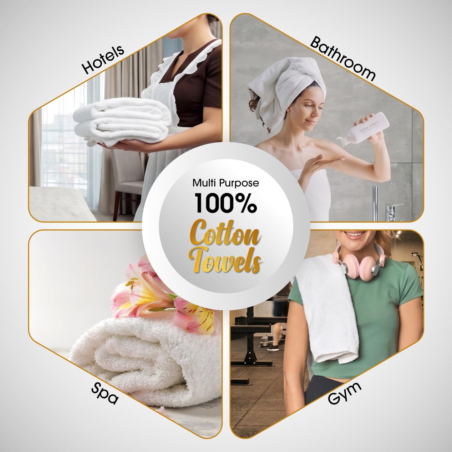 Ample Decor 100% Cotton Washcloths 12x12 Inches, 600 GSM, Soft & Absorbent, Durable, Set of 5, Orange