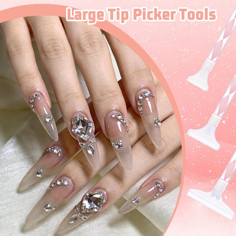 FNANJWQ Rhinestone Pickup Tool Set: 2 Pcs Rhinestone Picker Handles Dual-Ended Rhinestones Applicator Dotting Tool Pen Shiny Diamond Dot Drill Pen for DIY Home Nail Salon