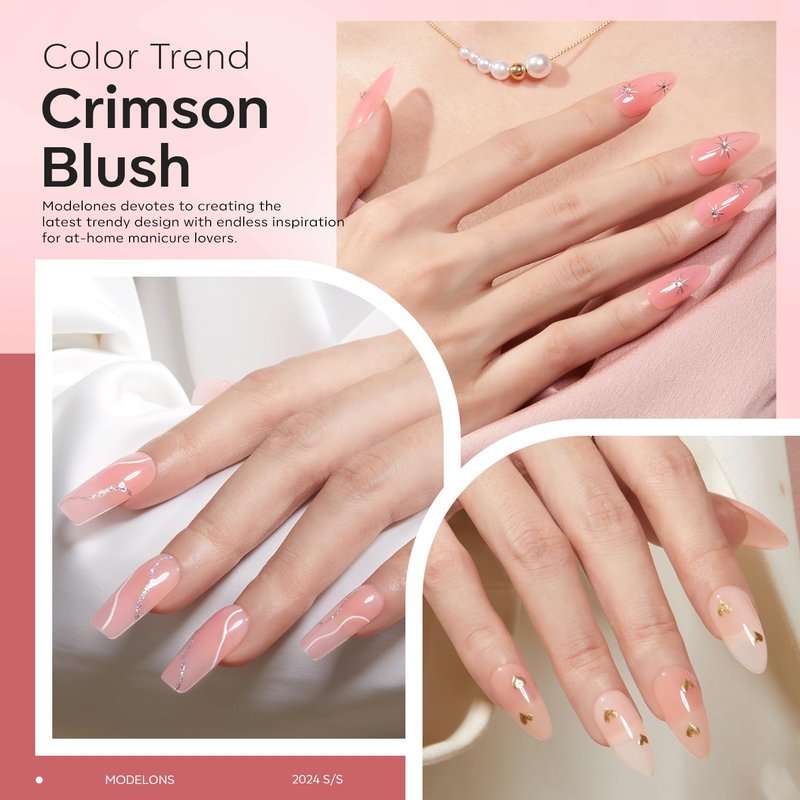 modelones Gel Polish Builder Nail Set, Base Colors 8-in-One Jelly Nude Pink Clear Builder Nail Gel for Nails Strengthener Hard Extension Rubber Lamp Cured 6 Colors