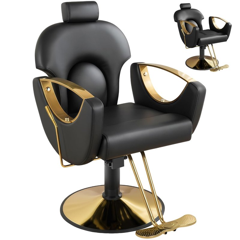 Barber Salon Chair for Hair Stylist,Height Adjustable Hair Chair with Professional Hydraulic PUM,Multi-Function Shampoo Tattoo Beauty Salon Hairdresser Armchair for Barbershop(Black)
