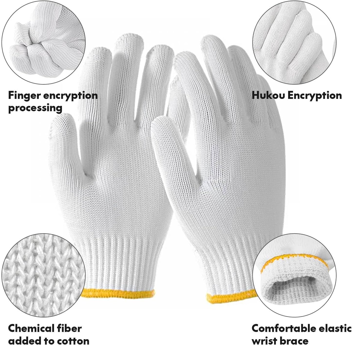 Skiennix Unisex Cotton Polyester Safety Gloves - Ideal for Gardening, Cooking & Warehouse Use | 12/36/240 Pairs