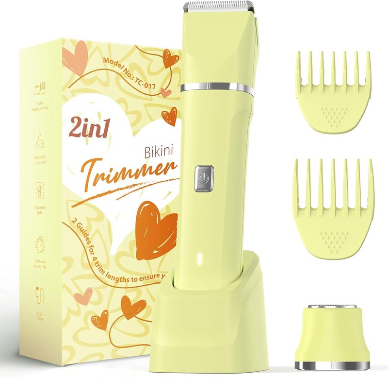 Bikini Trimmer for Women - Wet/Dry Electric Razor with Dual Head, IPX7 Waterproof, Cordless Rechargeable | Perfect for Bikini Line & Underarms