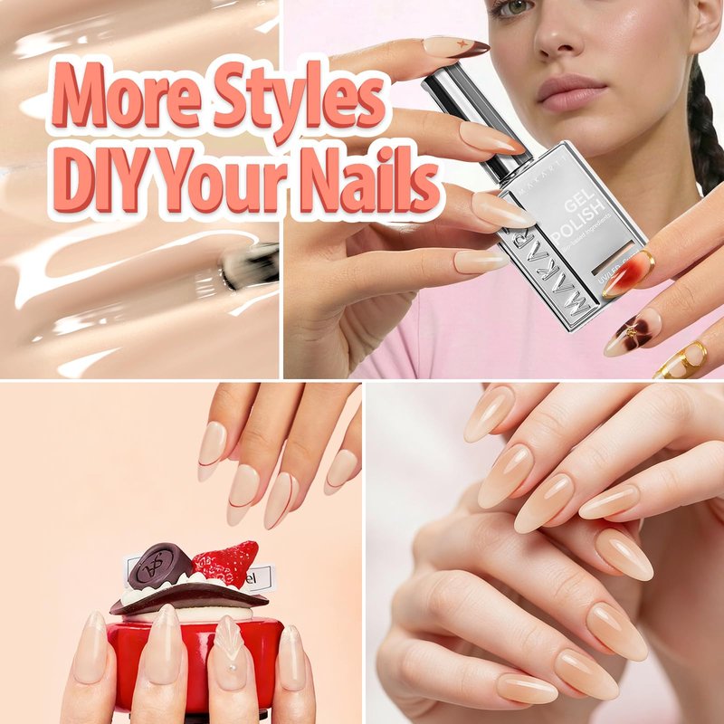 Makartt Jelly Nude Gel Nail Polish: 15ML Hema-Free Neutral Cashmere Nude Nail Polish Sheer Translucent Effect Soak Off UV LED Nail Art Manicure DIY Home Salon Gift for Women