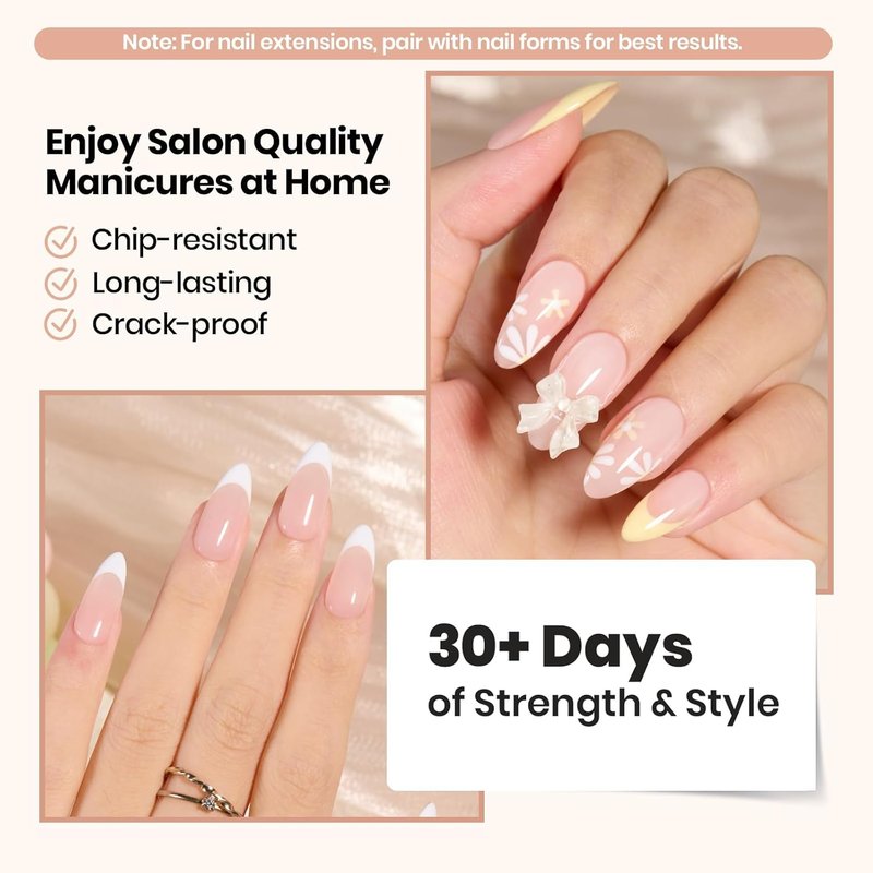 Beetles Builder Gel Nails Kit - HEMA Free 8-in-1 Clear Natural Nude Gel with Handheld Nail Lamp | Perfect for DIY Salon Use