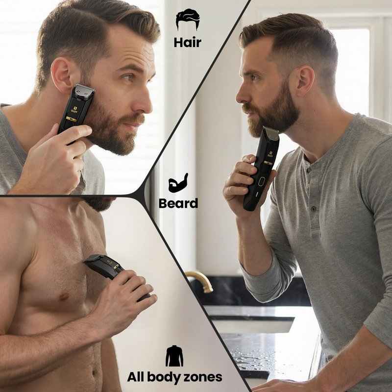 OLOV X Men's Beard Trimmer - All-in-One Trimmer with Precision Dial - Premium Facial Hair Groomer - Adjustable 20 Length Setting, USB Recharge Dock, Cordless Waterproof Wet/Dry Clipper