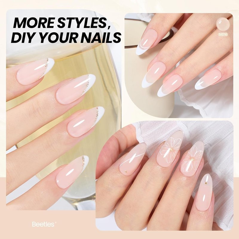 Beetles Nude Gel Polish - 15ml Translucent Neutral Nail Polish Set | Soak Off UV for Spring & Summer Nail Art