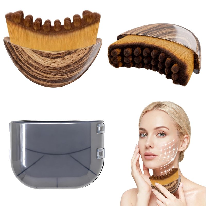 Lymphatic Contour Face Brush, Lymphatic Drainage – Soft Bristle Dry Brush for Face Sculpting, Lymphatic Drainage Brush to Reduce Puffiness & Define Jawline, Hypoallergenic Ergonomic Fit