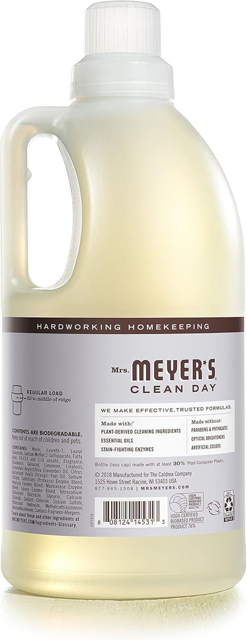 Mrs. Meyer's Clean Day Liquid Laundry Detergent - Biodegradable Lavender Formula, 64 oz (64 Loads)