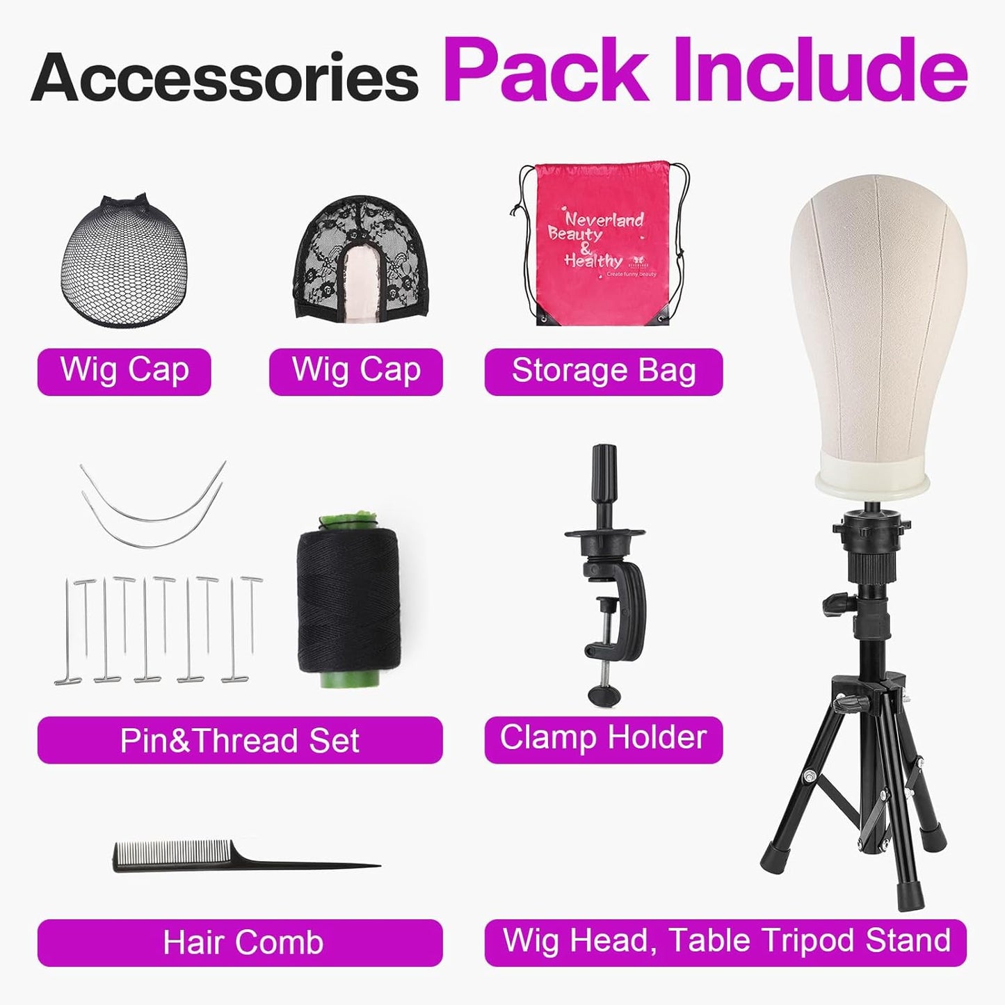 Wig Stand - Adjustable Canvas Mannequin Head for Heavy Wigs | Styling & Display