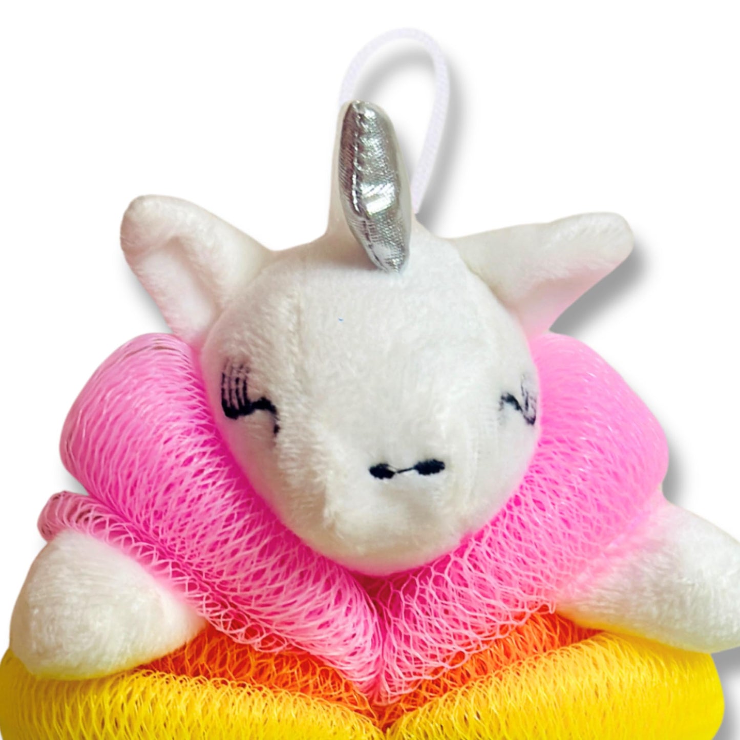 Cute Bath Sponge Loofah - Soft Mesh Body Pouf, Gentle Shower Sponges with Hanging Rope