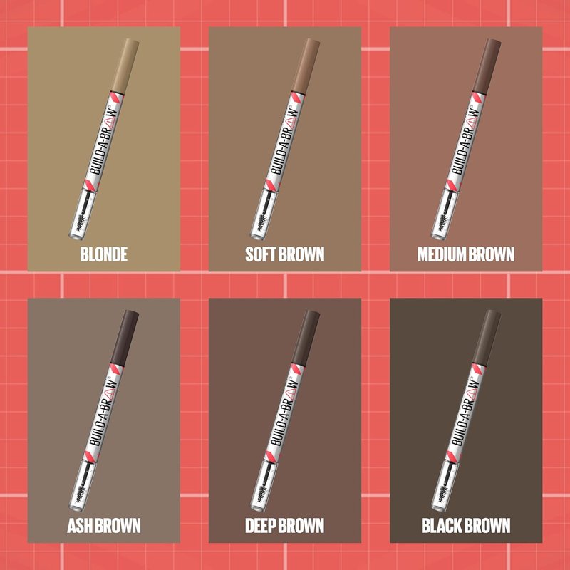 Maybelline Build-A-Brow 2-in-1 Brow Pen and Sealing Eyebrow Gel, Eyebrow Makeup for Real-Looking, Fuller Brows, Deep Brown, 1 Count