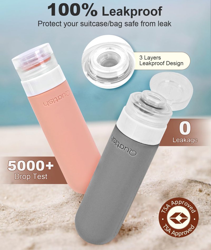 20 Pack Travel Bottles for Toiletries, Original Patented, TSA Approved Travel Size Containers, Leak Proof Silicone Shampoo and Conditioner Bottles Women & Men, Airplane Cruise Essentials, DustyPink
