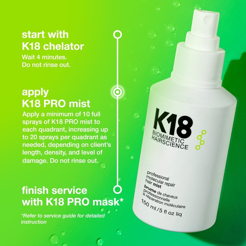 K18 Professional Molecular Repair Mist For Damaged Hair, Reverses Existing Damage From Bleach, Color, Chemical Services & Heat, 5.07 Fl Oz